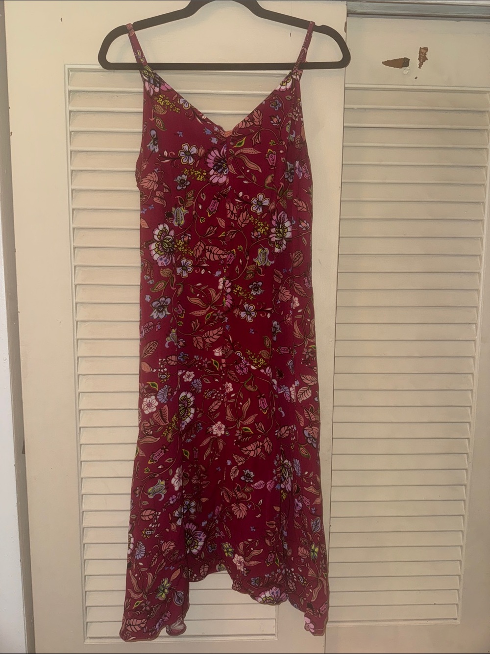 Floral Slip Dress in Deep Burgundy